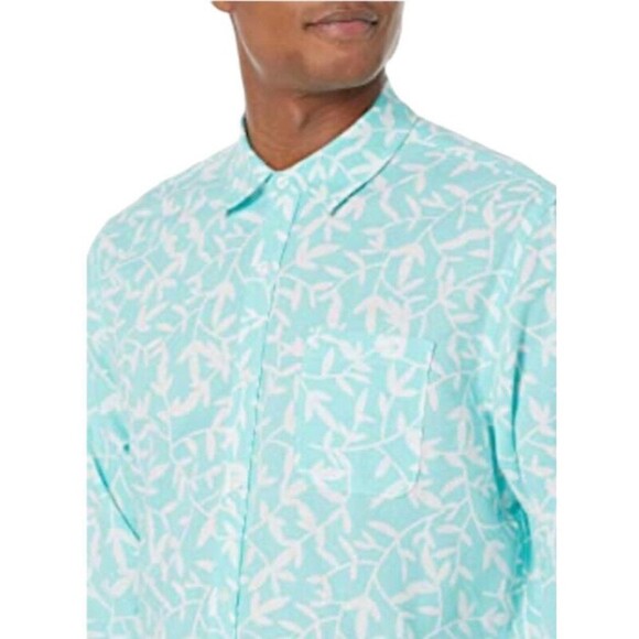 Amazon Essentials Men's Sz XL Green long sleeved linen cotton shirt regular fit - Picture 3 of 16